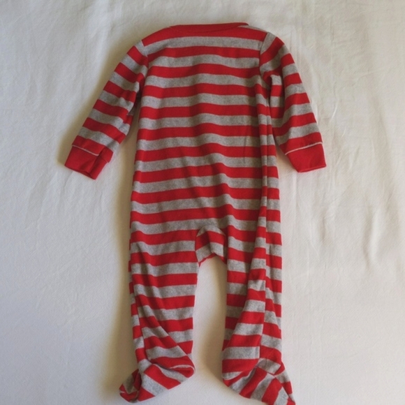 child of mine striped santa fleece zipper footie sleeper pajamas 6-9 months baby - Picture 6 of 6